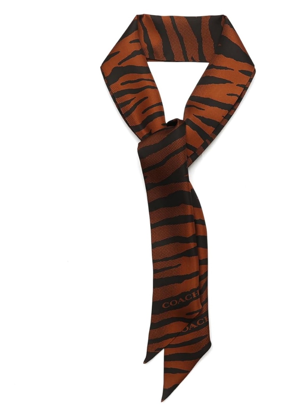 Coach Tiger Stripe Slim Scarf in Rust & Black - New